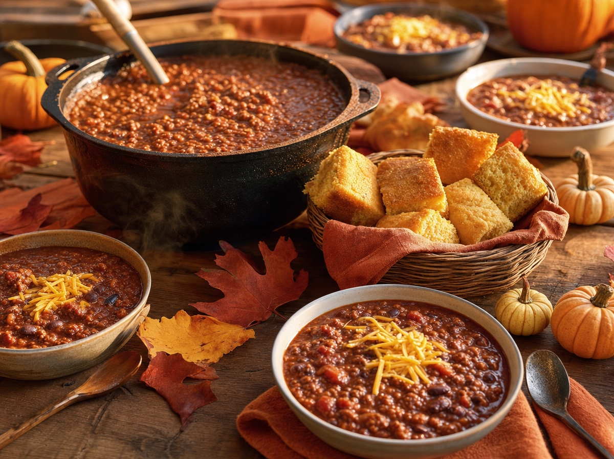 Bowls of hearty chili