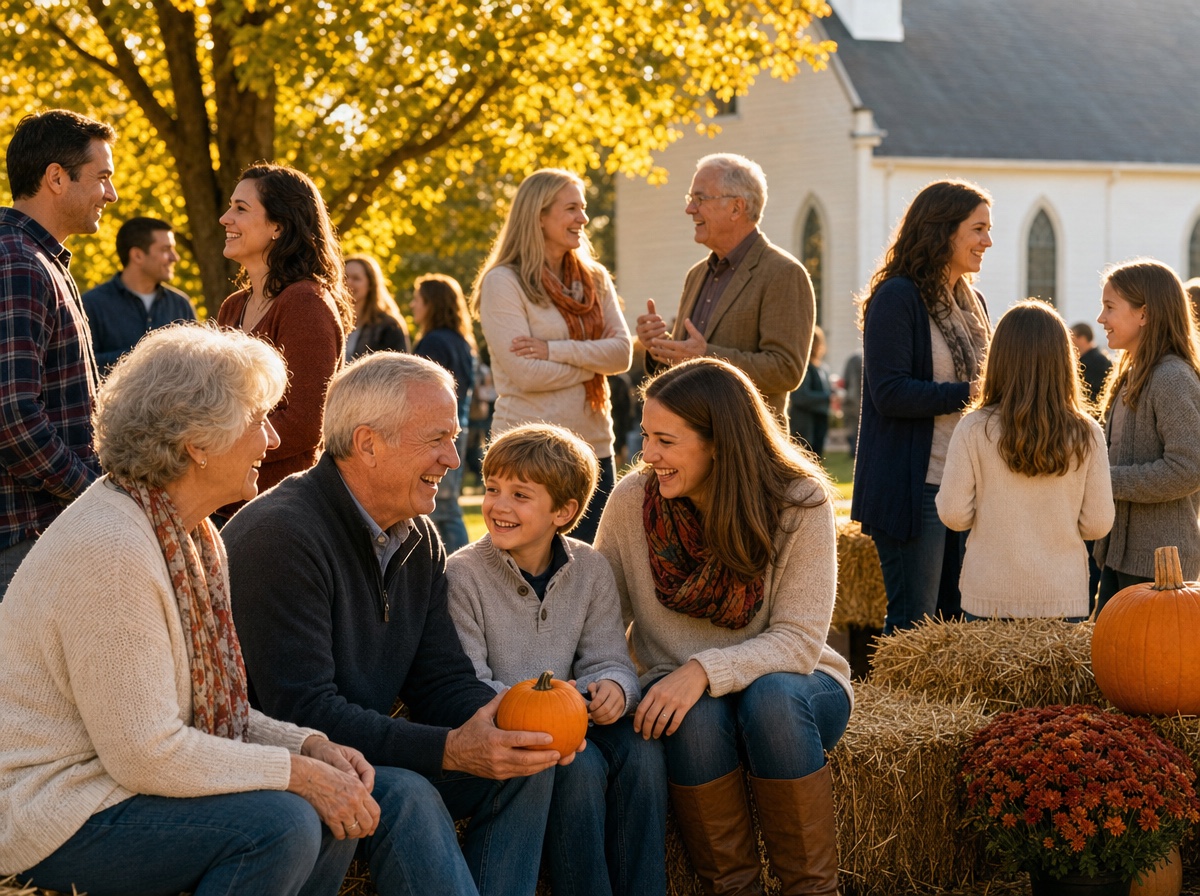 Families mingling at the fall gathering