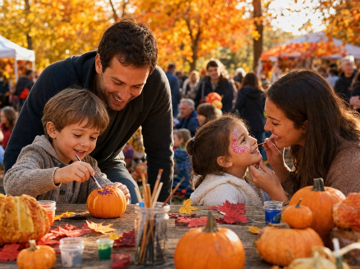 Kids painting pumpkins