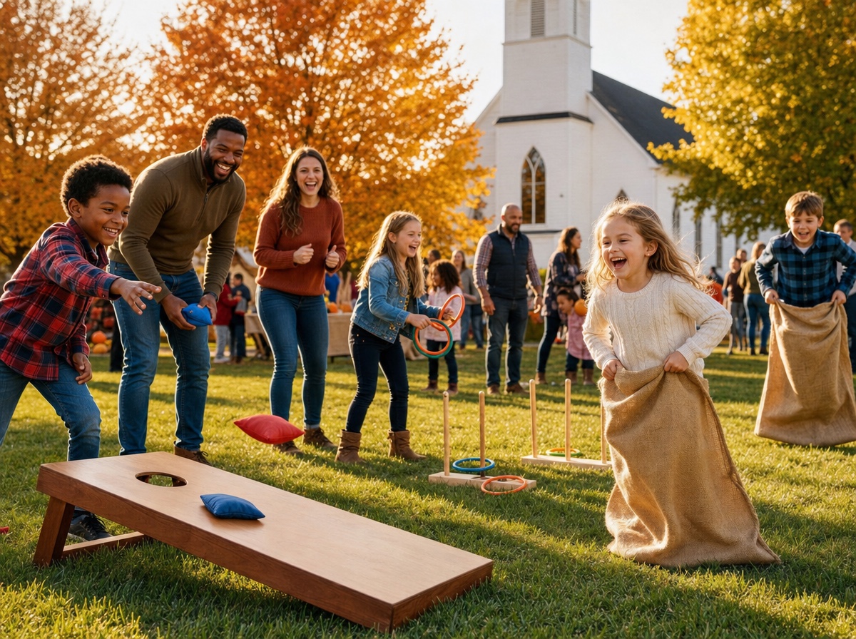 Kids playing yard games