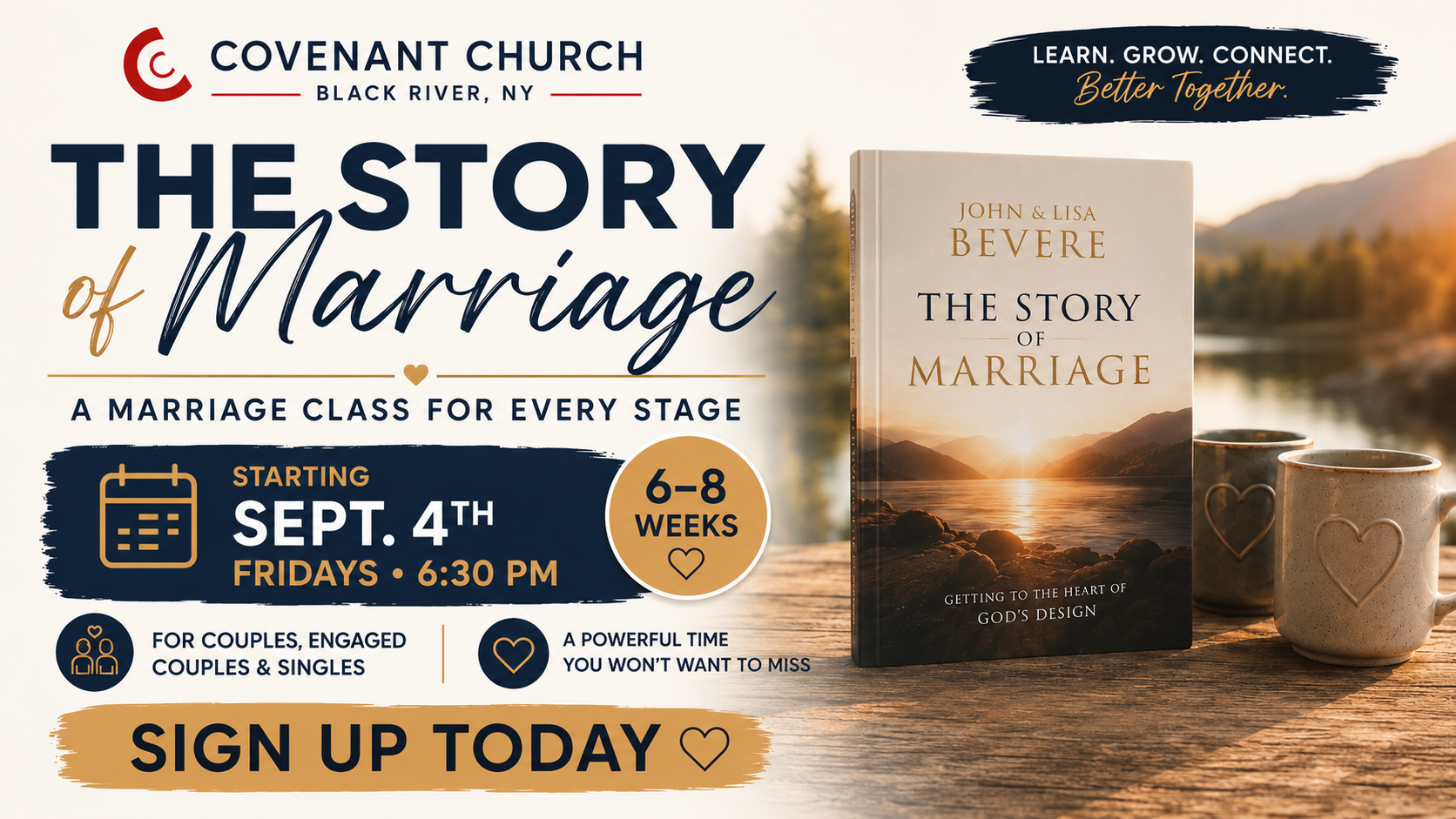 The Story of Marriage — a 6-week marriage class at Covenant Church, Fridays starting September 4 at 6:30 PM
